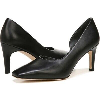 New Vince Tiana Square Toe Black Leather Pump Size 8.5