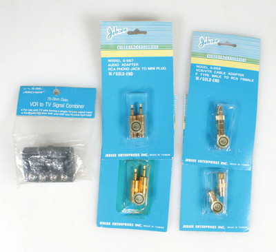 CABLE ADAPTER   AUDIO ADAPTER W/ VCR TO TV SIGNAL COMBINER, LOT OF 5