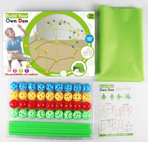 174Pcs Build Your Own Den Set Kit Children DIY Tent DIY Play House Kids Tents --
