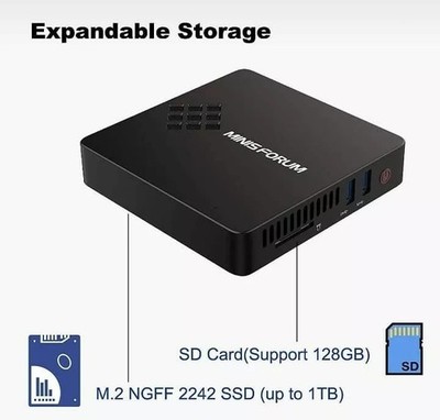 Mini pc MINISFORUM GN34 , Intel Celeron, 6GB, 64 GB, Window 10 Pro/ Linux 