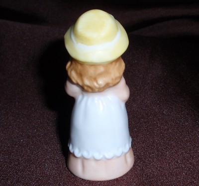 Gorham Bone China Doll Thimble Peach & White Dress By Maruri
