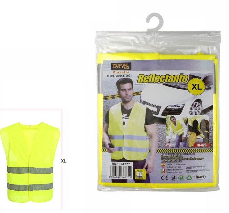 Giubbino Gilet Di Emergenza Catarifrangente Auto Moto Sicurezza Taglia XL dfh