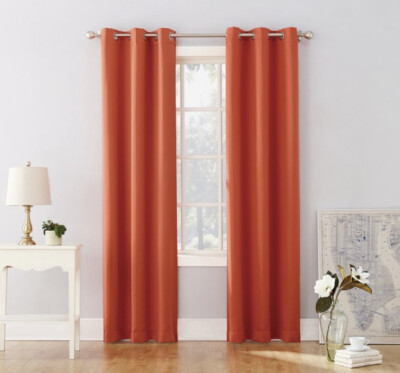 84 by 40 inch Riley Kids Blackout Curtain Panel Set Orange Sun Zero New