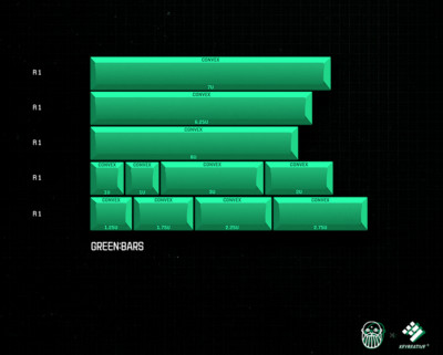 KAT Cyberspace Green Bars Cherry MX Keycaps