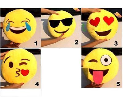 Yellow Soft Round Emoji Emoticon Plush Pillow Smiley Toy- 