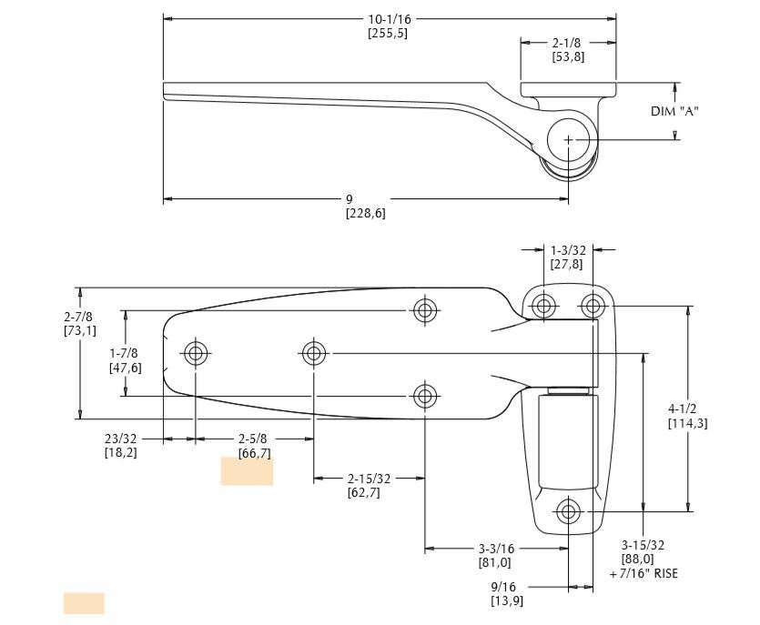 Kason OEM 1245 Series Reversible Cam-Rise Hinge, Offset: 1-1/2"