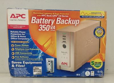 APC Back-UPS CS Battery Backup System Six-Outlet 350 Volt-Amps BK350 #L561