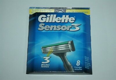 8 Gillette Sensor 3 Refills Blades Sensor Razor Cartridges Shaver USA Authentic