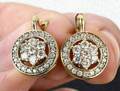 3CT Round Lab Created Diamond Wedding Women Stud Earring 14K Yellow Gold Plated