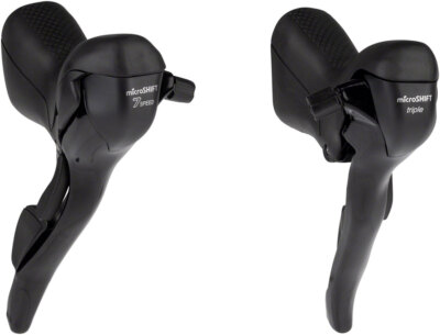 microSHIFT R7 Drop Bar Shift Lever Set - 3 x 7-Speed, Standard Reach, Shimano Co