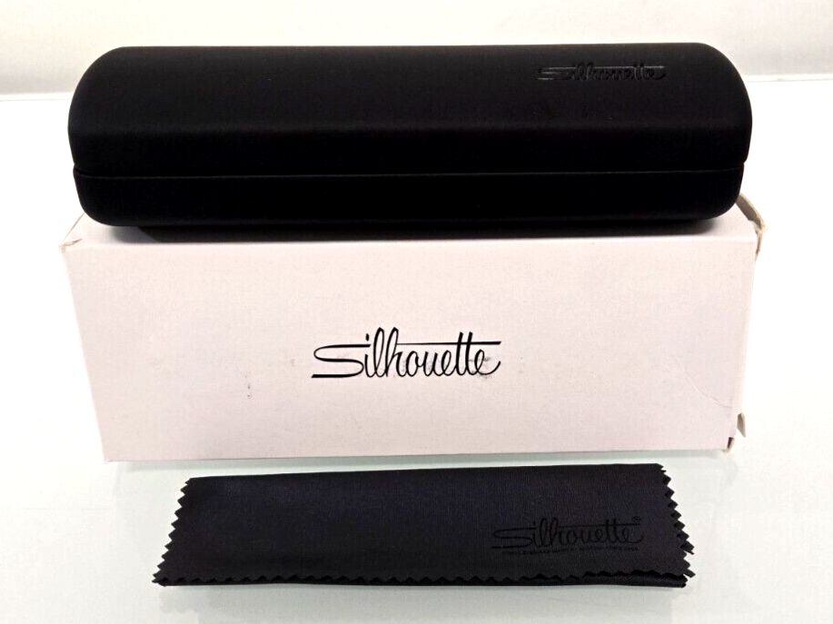 NEW!! Authentic  Silhouette  Black Hard Clamshell Eyeglasses Case with Cloth!