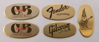Custom Engraved Guitar Badge for headstock, amplifier or cases - 1x2 Brass Oval