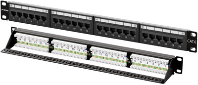 Patch Panel 24 Port, Cat6 19'' Rackmount or Wall Mount RJ45 Patch Panel 1U, Ne...