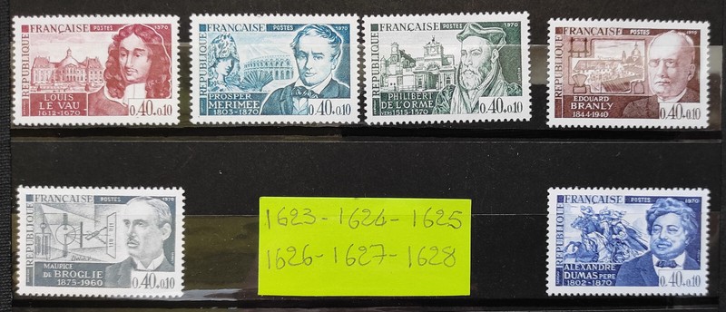 Timbres France Neufs** AnnÃ©E 1970 NÂ° 1623 Ã  1628 