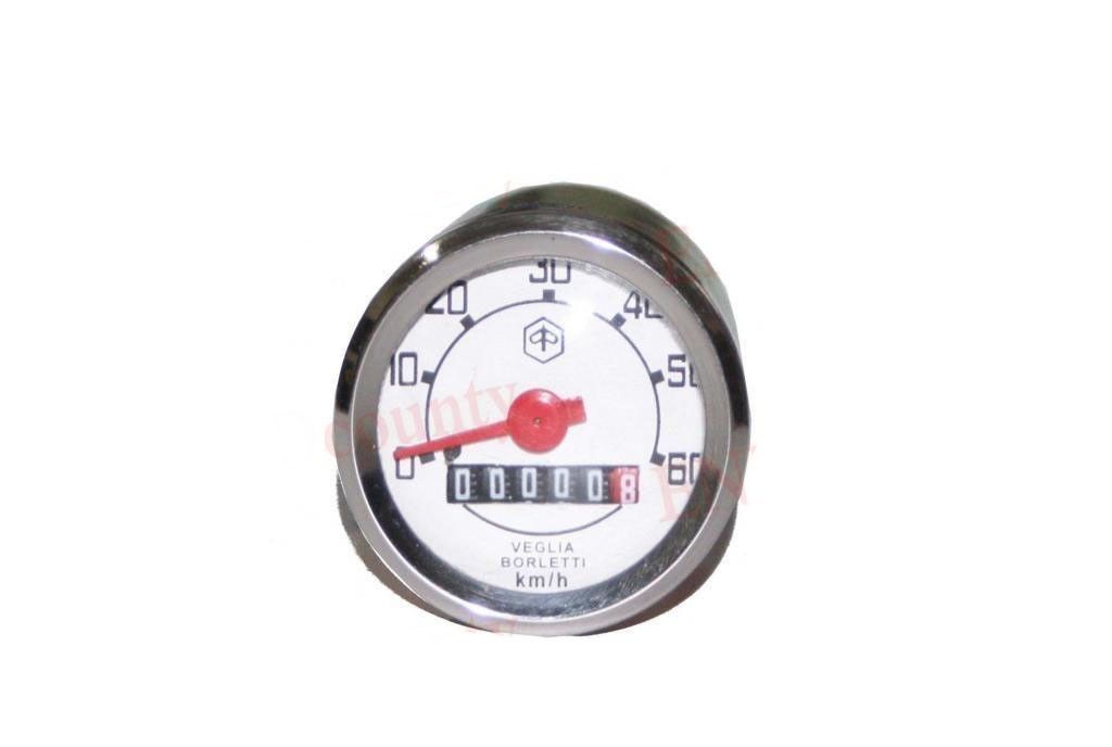 Vespa Vegelia Borletti Logo 60Kph White Face Speedometer Speedo V50 V90 V100 