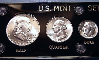 1949 MINT SILVER SET of U.S. COINS VERY CHOICE to GEM BRILLIANT UNCIRCULATED