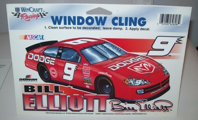 BILL ELLIOTT #9 DODGE 2001 WINCRAFT RACING WINDOW CLING 