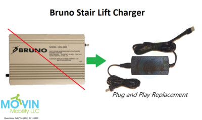 BRUNO STAIRLIFT BATTERY CHARGER OEM-2402, SRE-2010, SRE-2750, SRE-2000, SRE-1550