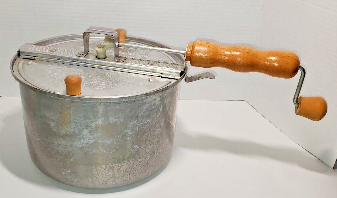 High Temperature Theater II Popcorn Popper Aluminum Stovetop Pot Hand Crank