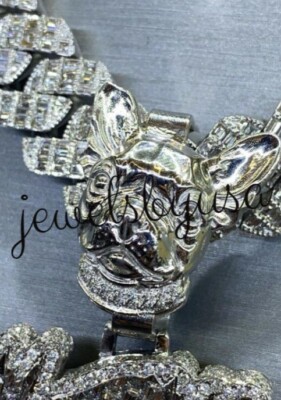 Pre-owned Nsg Men's 6ct Real Baguette Moissanite Ws4l Customize Name Number Pendant 925 Silver In White