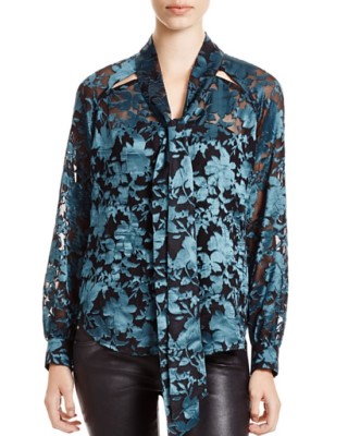 Cooper & Ella Tie Neck Blouse MSRP $160 Size S # R 338/S NEW   