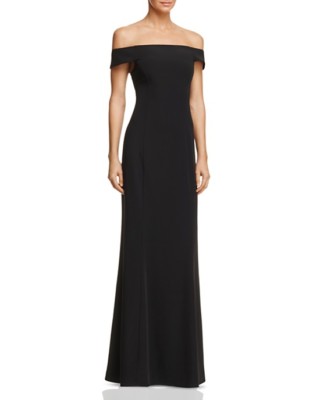 

LAUNDRY by SHELLI SEGAL Черное платье из эластичного крепа с открытыми плечами  Vince, Черный