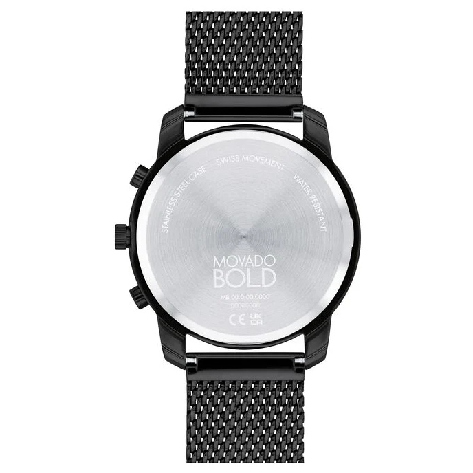 Pre-owned Movado 3601026 Black Chronograph Dial Black Mesh Stainless Bracelet Mens Watch