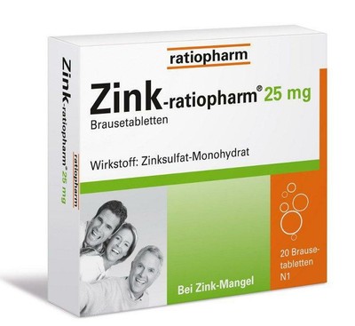 Zink-ratiopharm 25 mg Brausetabletten 20 St PZN: 0813252