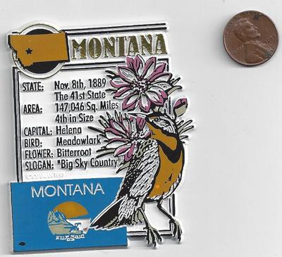 MONTANA  STATE MONTAGE FACTS MAGNET  Helena, Big Sky Country, Meadowlark