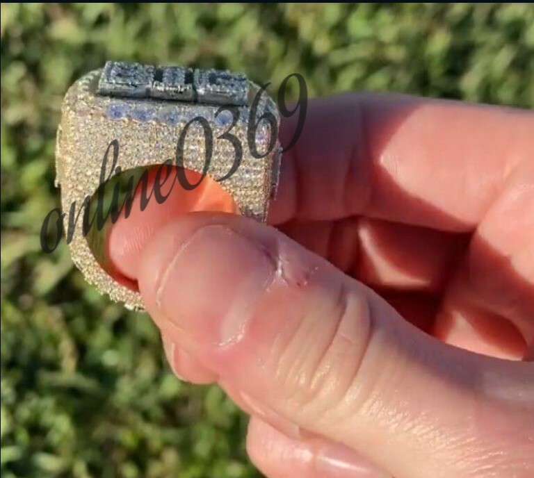 Pre-owned Online0369 Men's 3.5 Ct Natural Moissanite Custom Name Letter Fully Filled Ring 925 Silver In White