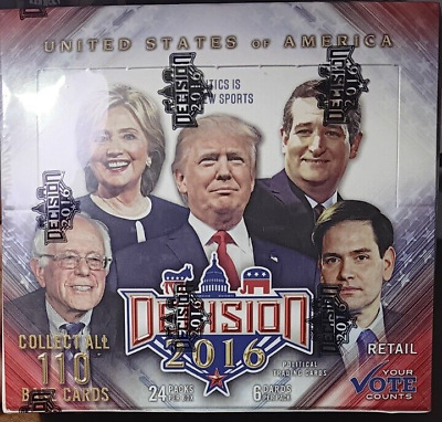 2016 DECISION RETAIL 24 PACK BOX Political CARDS  DONALD TRUMP AUTOGRAPHS & MORE