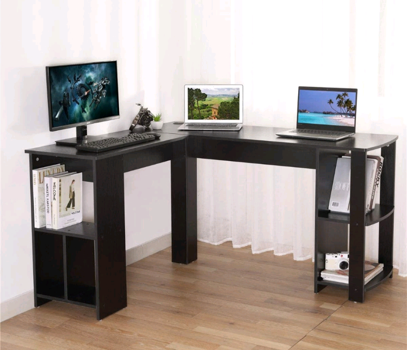 Black corner desk with storage shelves. in Sturry, Kent Gumtree