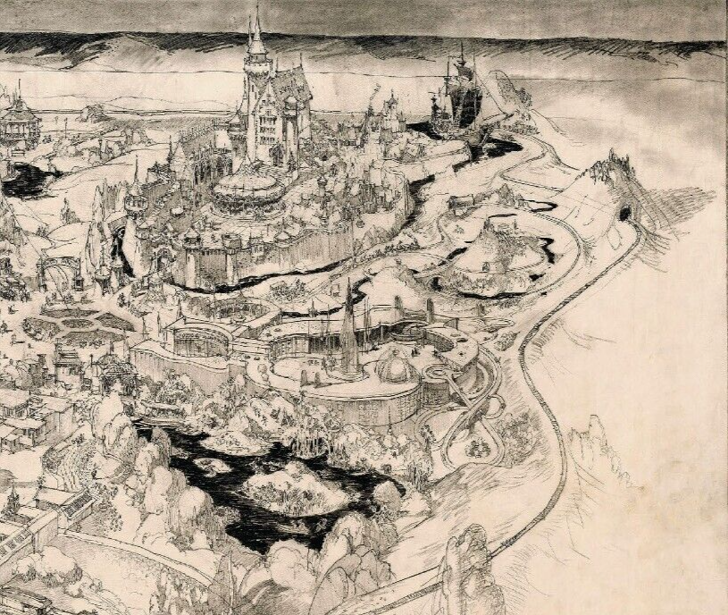 Disneyland Park Schematic Drawing Sketch Map 1955 Poster Print MATTE 13x19