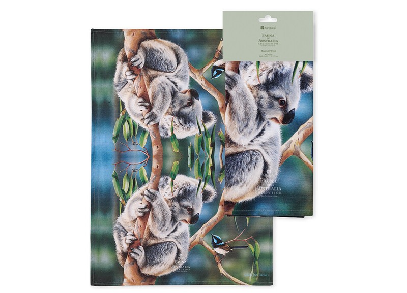 Fauna of Australia - Koala and Wren Tea Towel