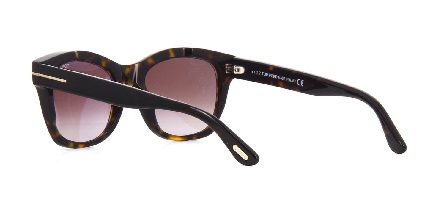 Pre-owned Tom Ford Lauren-02 Ft 0614 Dark Havana/brown Shaded (52f D) Sunglasses