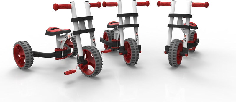 YBIKE Evolve Bike Ride on - Tricycle & Balance Bike All in One - White and Red,