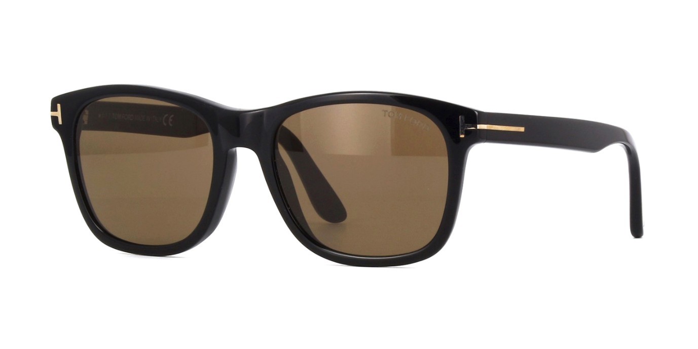 Pre-owned Tom Ford Eric-02 Ft 0595 Shiny Black/brown (01j) Sunglasses