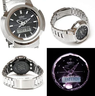 Pre-owned Casio G-shock Awm-500d-1a First Analog Reprint Solar Radio Full Metal Silver
