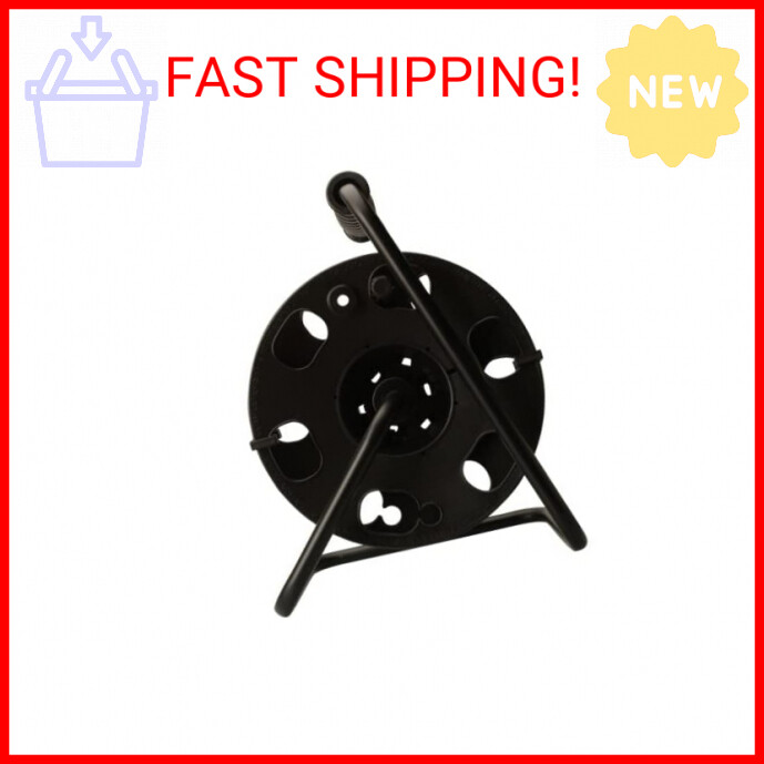 Woods 22849 Metal Extension Cord Reel Stand In Black, Heavy Duty, Quick Snap Tog