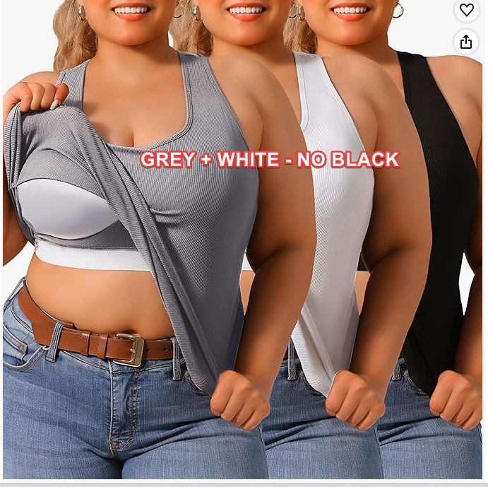DAGGLOSA Plus Size Women's Casual Sports Tank Top, Breathable and Soft, 2pk  0X