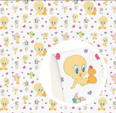 Yellow FAUX LEATHER SHEET 8 X 12'' Bird 1148995 Cartoon LITCHI TEXTURE