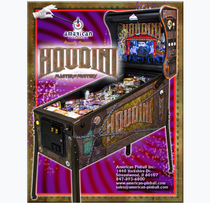 In Stock Houdini: Master of Mystery Pinball Machine by American Pinball
