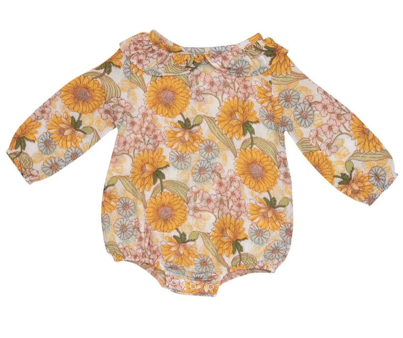 Angel Dear Baby Girl Sunflower Child One Piece Bubble Outfit