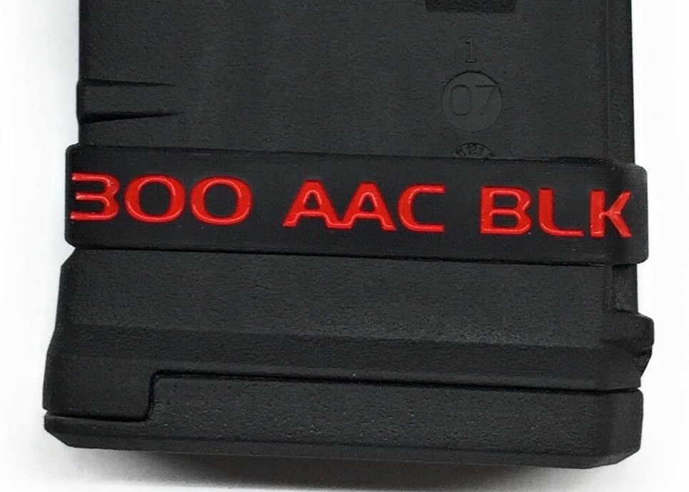 300 BLK Blackout  7.62x35mm Mag Marking Bands Black-Red (4 Pack)