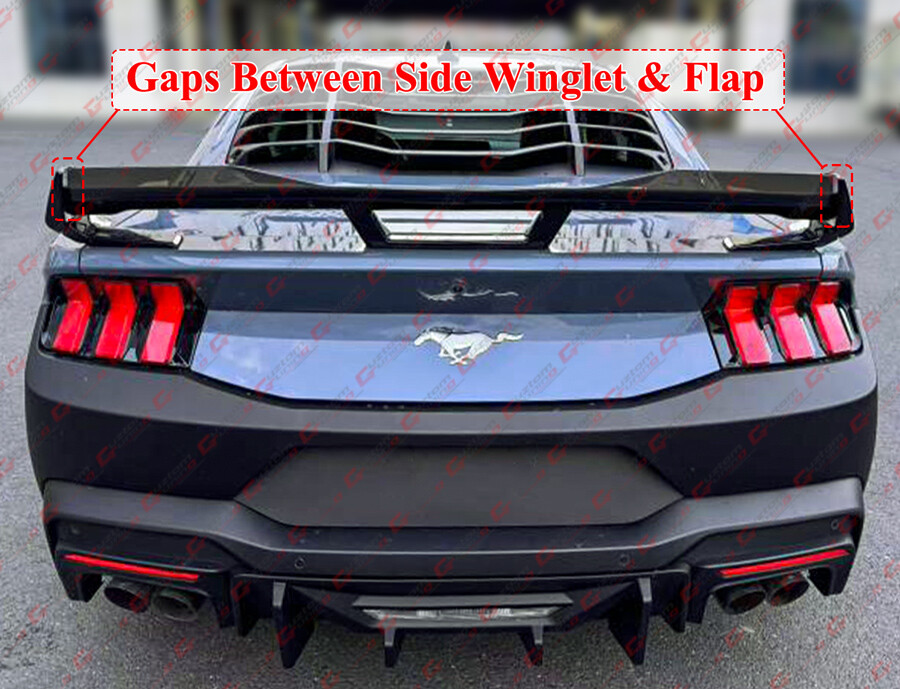 For 2024-25 Ford Mustang DH Performance Matte Black Spoiler W/ Smoke Gurney Flap