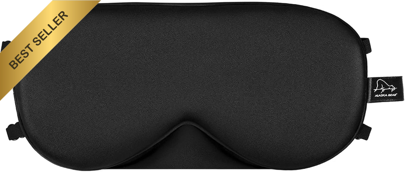Natural Silk Sleep Mask & Blindfold, Super-Smooth Eye Mask (2 Straps(W/Nose Baff