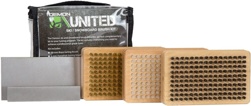 Ski/Snowboard Wax Brush Kit - Bonus Includes Metal Scraper and Edge File