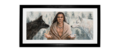 Wolf Painting Native American Indian artwork Stretched Canvas Giclee Print