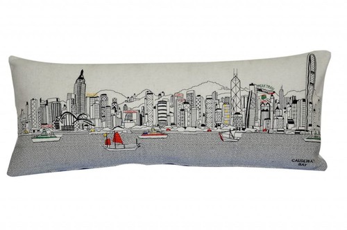 35 Белая Декоративная подушка для поясницы Hong Kong Daylight Skyline