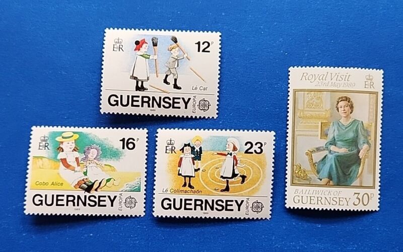 Guernsey Stamps, Scott 401-403, 410 Complete Sets MNH